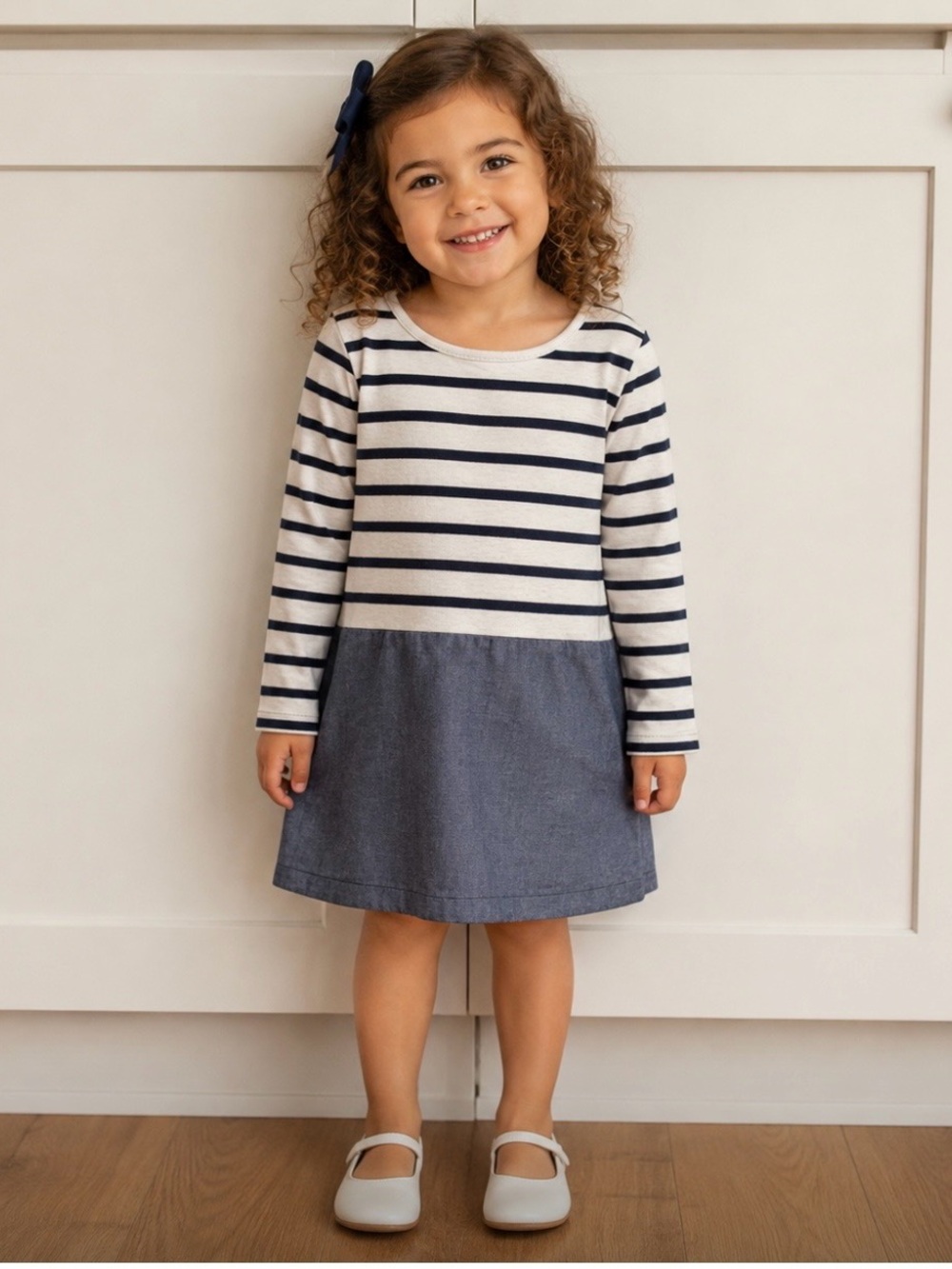 GAP Toddler Navy and White Striped Long Sleeve Top